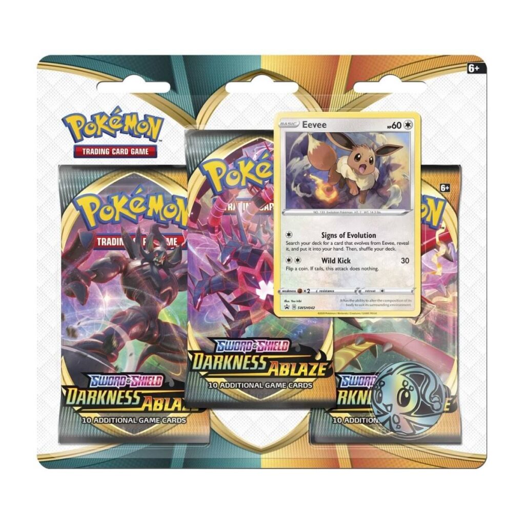 0d3add7e-1087-549d-ba79-e46ffd2f0ac8-1024x1024-1.jpg Pokémon TCG: Sword & Shield-Darkness Ablaze 3 Booster Packs, Coin & Eevee Promo Card - Image 1