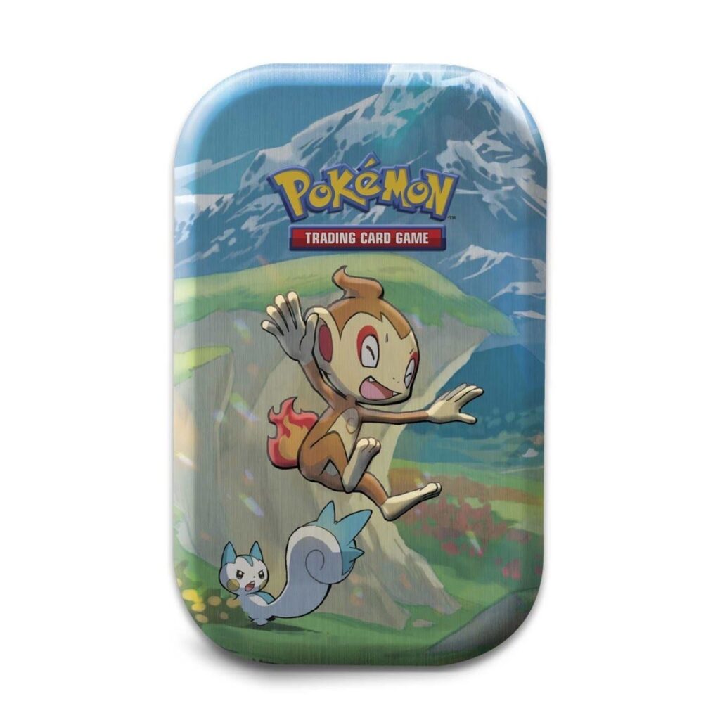 1884c8ec-6dd2-5e80-9a30-e3540e94d1e3-1024x1024-1.jpg Pokémon TCG: Sinnoh Stars Mini Tin (Chimchar & Pachirisu) - Image 1