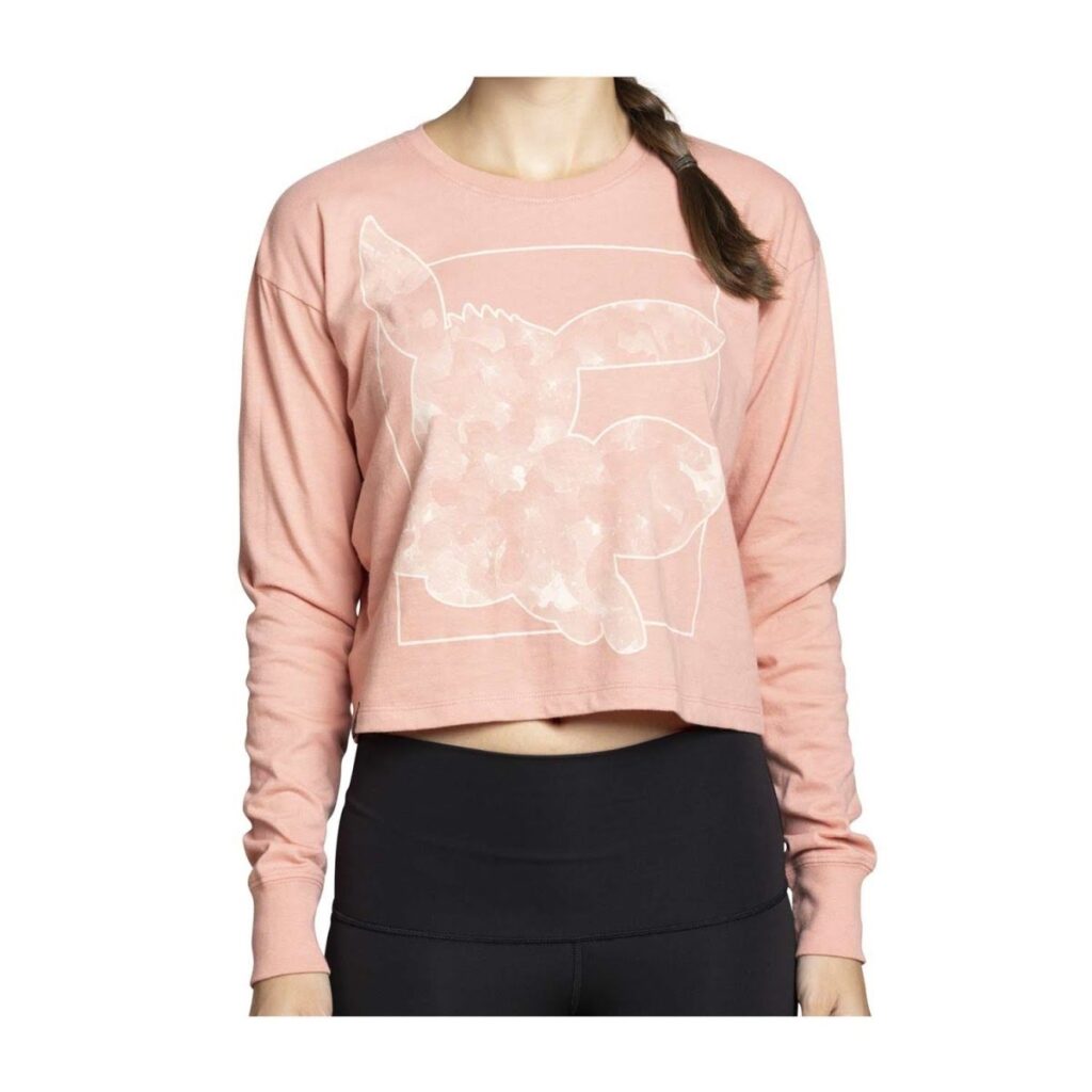 21b73359-9e82-5af5-ae33-b43b96cfc056-1024x1024-1.jpg Eevee Pokémon Nature: Fall Pink Heavyweight Crop Long-Sleeve Shirt – Women - Image 1