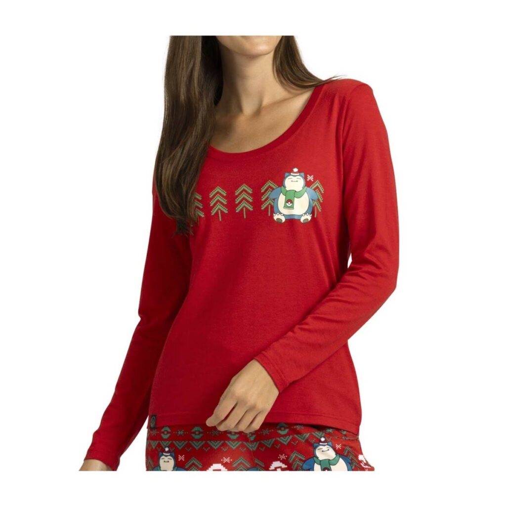 4b96d6db-aec4-53ee-92f7-4f048d067564-1024x1024-1.jpg Snorlax Restful in Red Scoop Neck Long-Sleeve T-Shirt – Women - Image 1