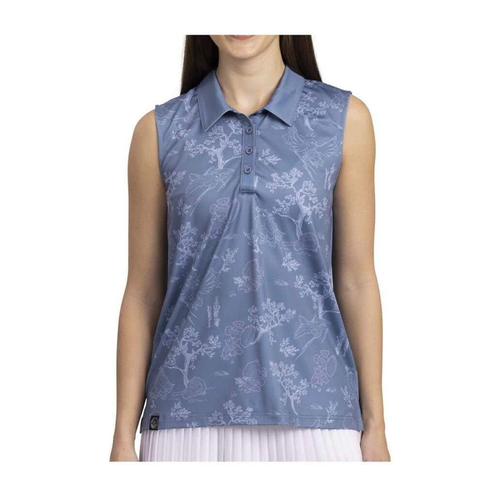 4f8c07eb-4200-5c5b-b7af-08490887f485-1024x1024-1.jpg Corviknight & Tinkaton Pokémon Clubhouse Sleeveless Polo Shirt – Women - Image 1
