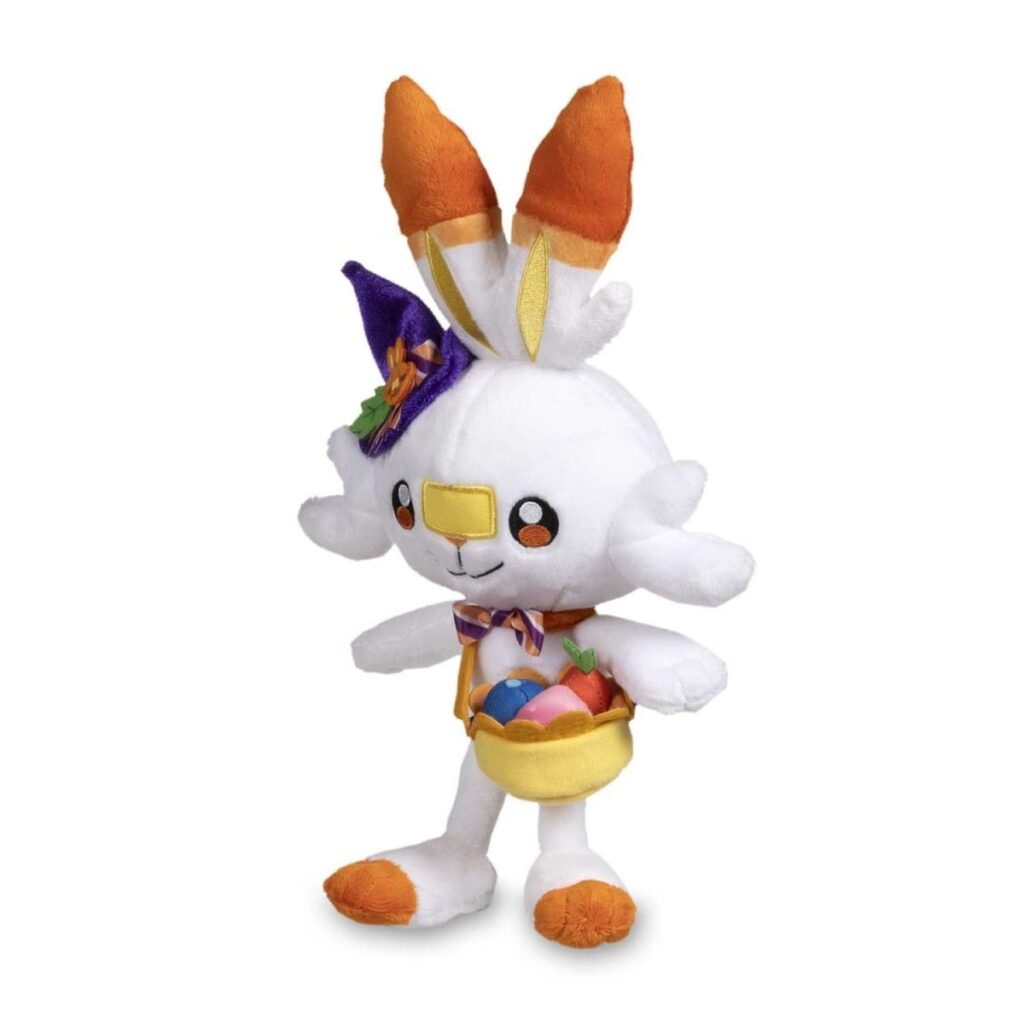 53ce78eb-d9d1-50b0-834a-0833275f237d-1024x1024-1.jpg Scorbunny Pokémon Pumpkin Celebration Poké Plush – 9 ¾ In. - Image 1