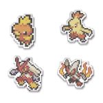 Torchic, Combusken, Blaziken & Mega Blaziken Pokémon Pixel Pins (4-Pack)