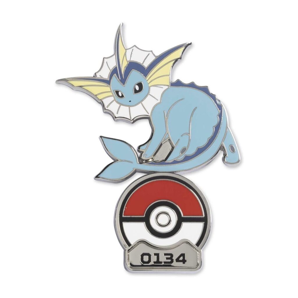 60c5680d-7593-5ec6-b78b-bfea153921db-1024x1024-1.jpg Pokémon Gallery Pins: Vaporeon Standing Pin - Image 1