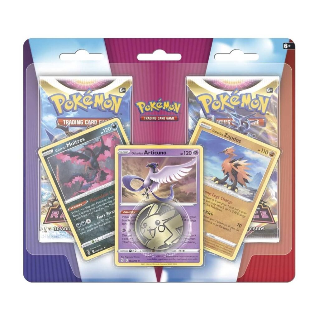 67e62936-46c2-5741-a431-e3f07d440eca-1024x1024-1.jpg Pokémon TCG: Galarian Articuno, Galarian Zapdos & Galarian Moltres Cards with 2 Booster Packs & Coin - Image 1
