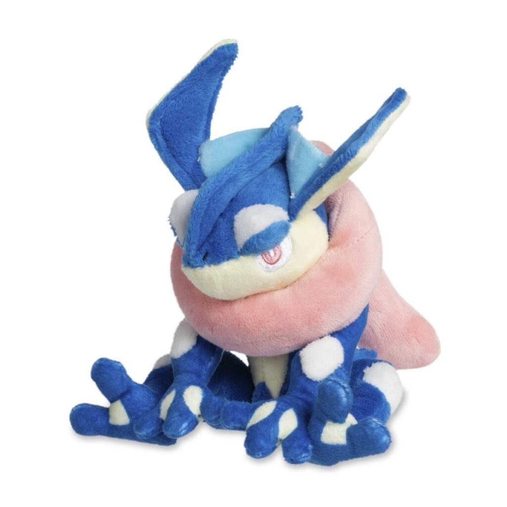 7d63ce33-2d67-5c78-a9a8-fd3a4d085f7a-1024x1024-1.jpg Greninja Sitting Cuties Plush – 5 ¼ In. - Image 1