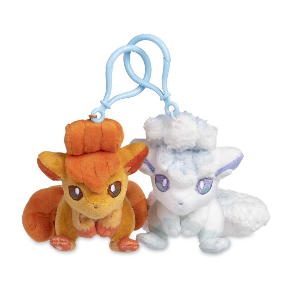 82da0238-bc32-5d40-af54-8b10e215df29-1024x1024-1.jpg Vulpix & Alolan Vulpix Parallel Pairs Two-Plush Key Chain - Image 1