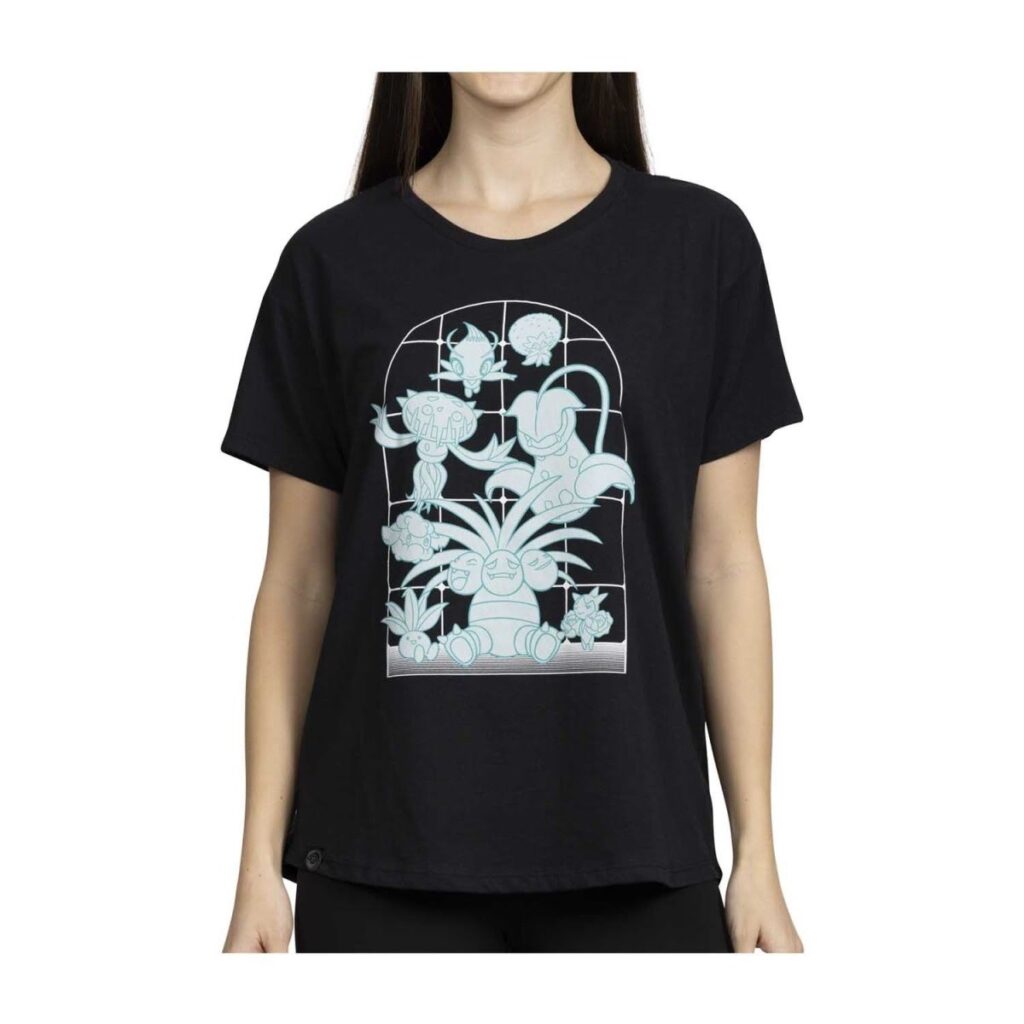 abd61f3c-ba53-5d97-ab7c-e93ec6916a3f-1024x1024-1.jpg Exeggutor & Friends Pokémon Nature: Spring Black Crew Neck T-Shirt – Women - Image 1