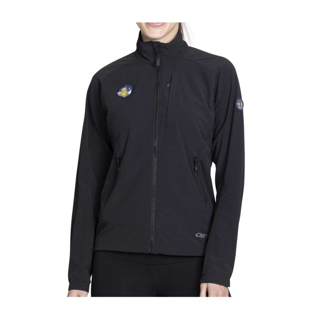 b74d58a8-86ae-5ee7-9ca2-e869152d1410-1024x1024-1.jpg Outdoors with Pokémon Ferrosi Black Lightweight Jacket by Outdoor Research – Women - Image 1