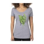 Bulbasaur Watercolor Heather Gray Fitted Scoop Neck T-Shirt – Women