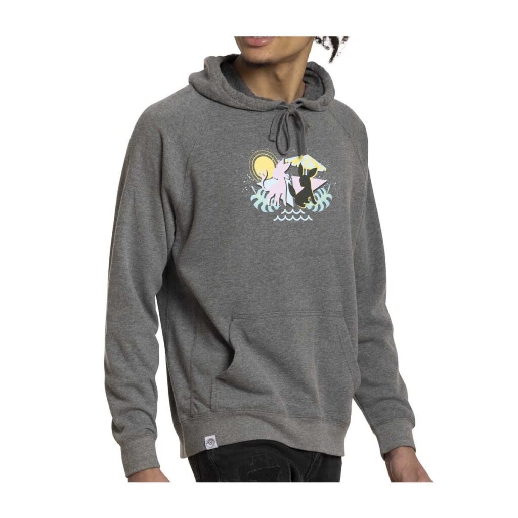 ce9867a4-1d7a-500d-b32f-f439c827aec5-1024x1024-1.jpg Espeon & Umbreon Summer Fun Heather Gray Fitted Pullover Hoodie – Adult - Image 1