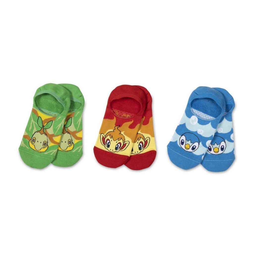 cf34f0c1-455e-5518-aa46-13e175bce33f-1024x1024-1.jpg Turtwig, Chimchar & Piplup No-Show Socks (3 Pairs) (One Size-Adult) - Image 1