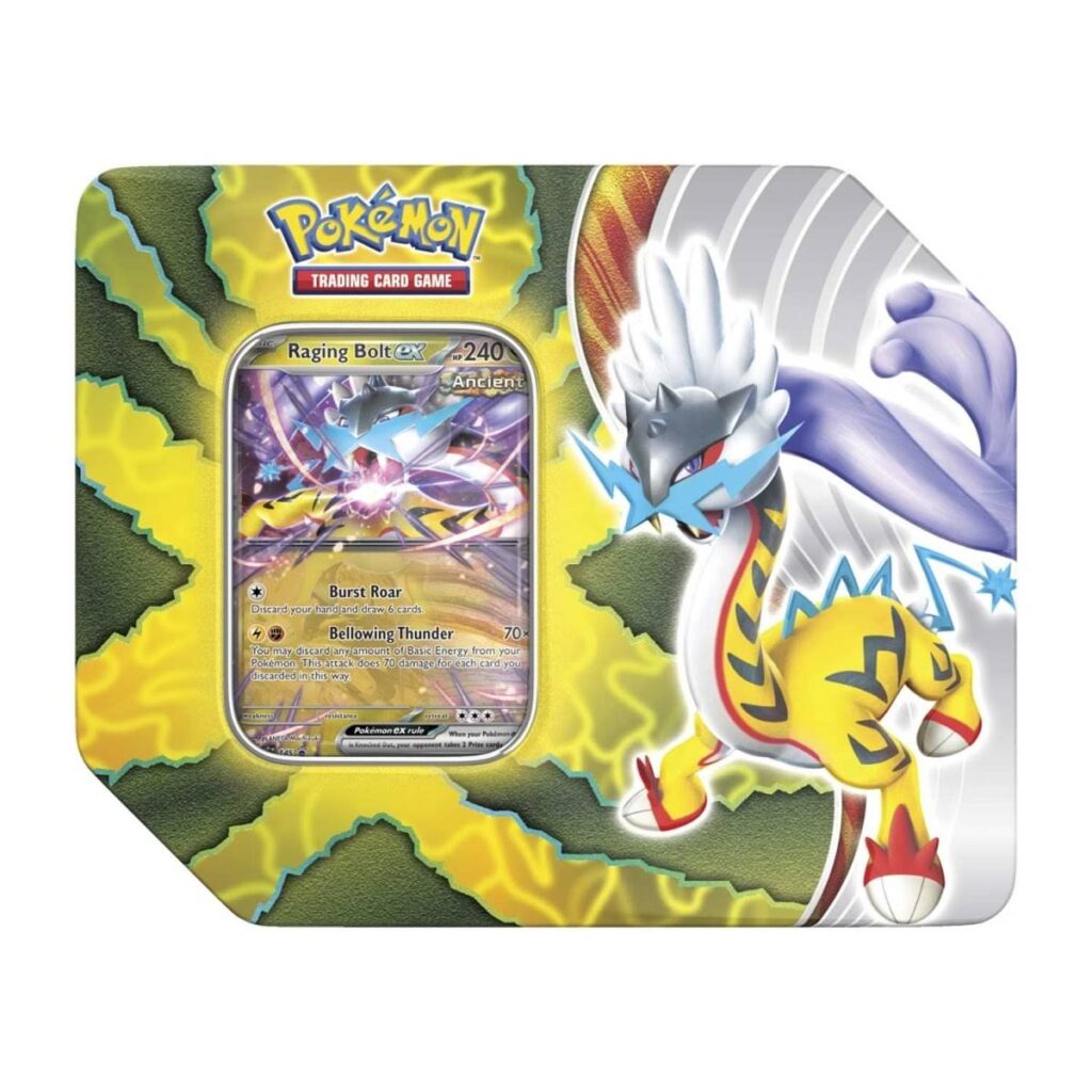 def2f781-9516-5771-859b-a8b9cb3b6d1c-1024x1024-1.jpg Pokémon TCG: Paradox Destinies Tin (Raging Bolt ex) - Image 1