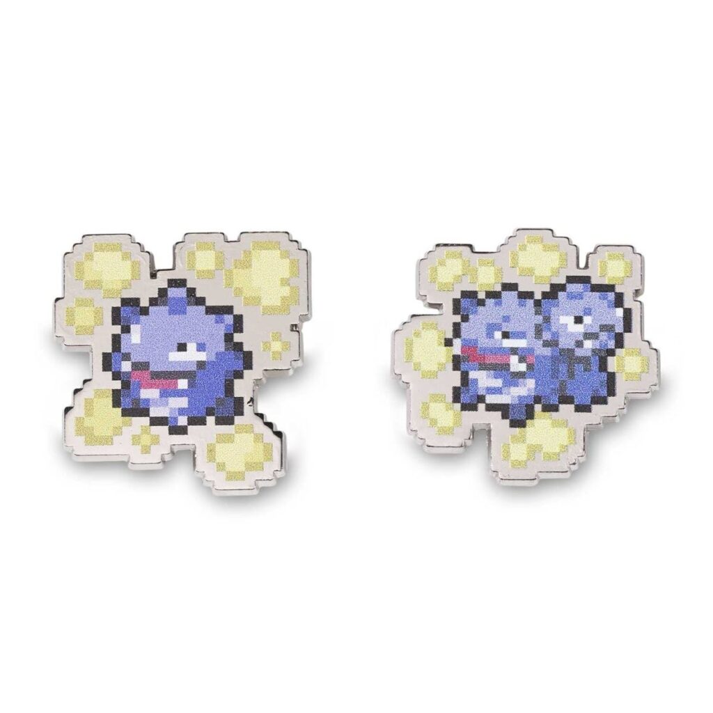 eb47fb53-de99-5ce1-a5b2-8f039cd25ee6-1024x1024-1.jpg Koffing & Weezing Pokémon Pixel Pins (2-Pack) - Image 1
