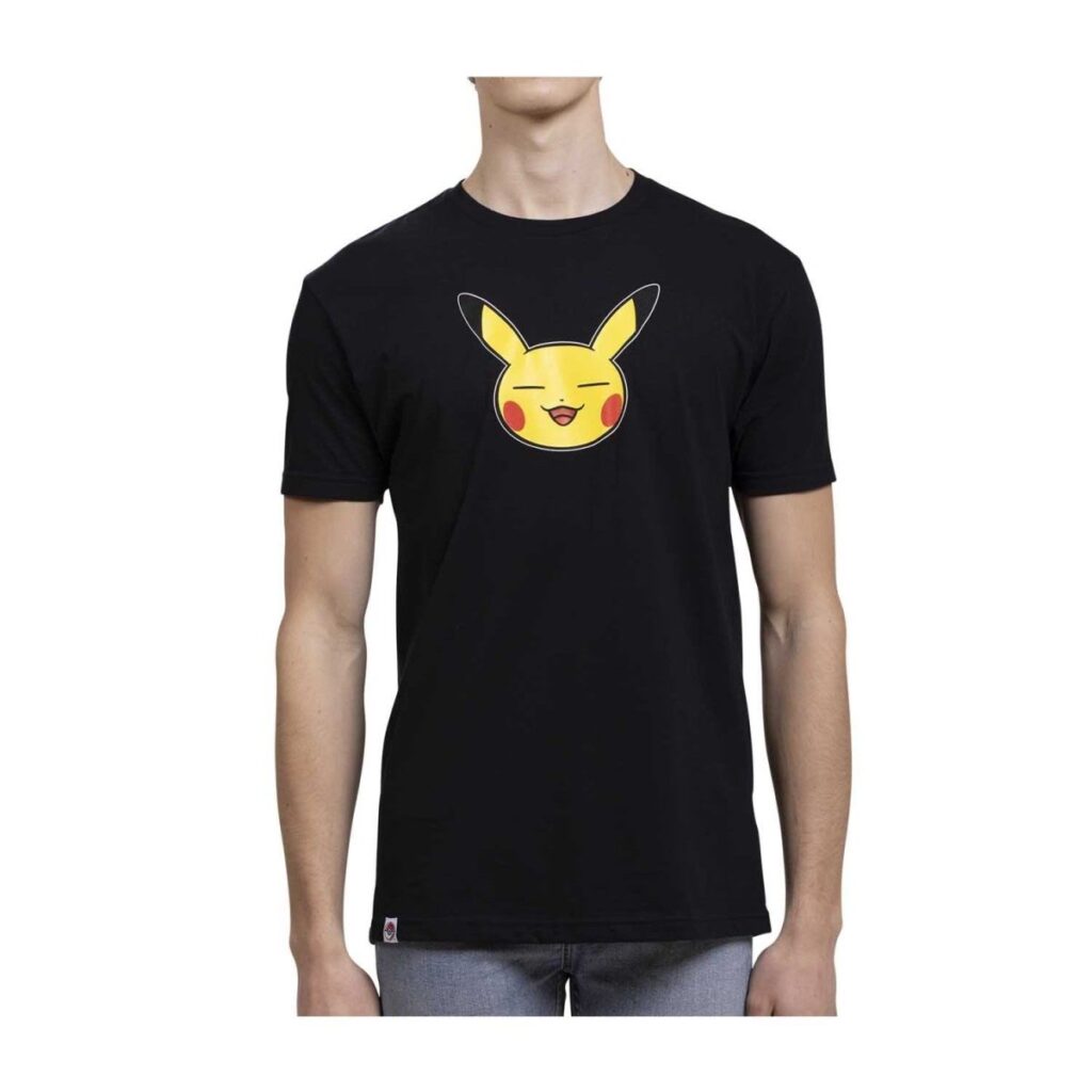f758ec00-fe0f-5051-9850-d137c9731e32-1024x1024-1.jpg Pokémon Mood Collection: Pikachu Pleased Fitted Crew Neck T-Shirt – Adult - Image 1